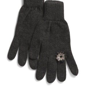 new STILESTRO Made In Italy Wool / Cashmere  Flower Ring Gloves charcoal